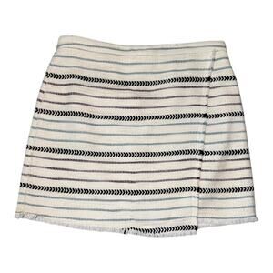 LOFT Cream and Black Striped Mini Skirt